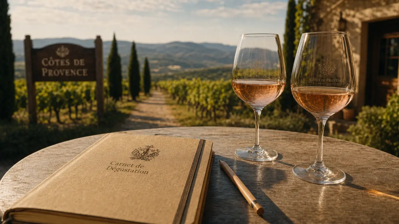 Route des vins côtes de provence : carnet de dégustation et verres près des vignes