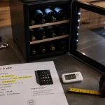 cave à vin brico dépôt 105 bouteilles, porte vitrée et fiche technique