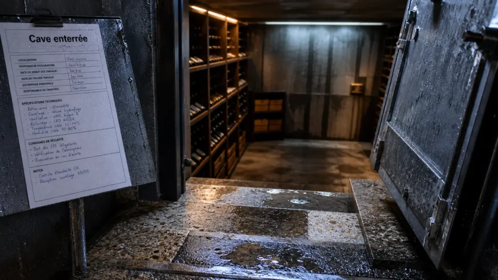 Cave à vin enterrée : fraîcheur stable, humidité maîtrisée et travaux à anticiper