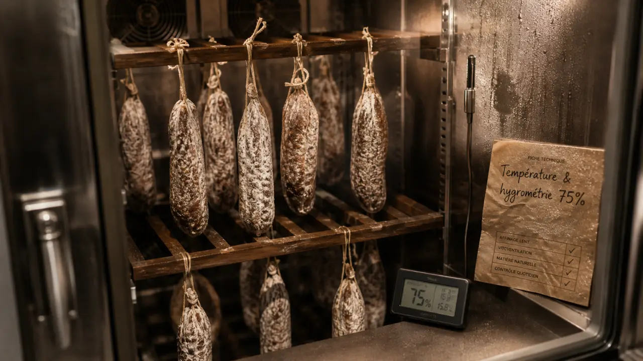 Cave à vin ventilé pour charcuterie : 12-14 °C, 75% d’humidité, saucissons
