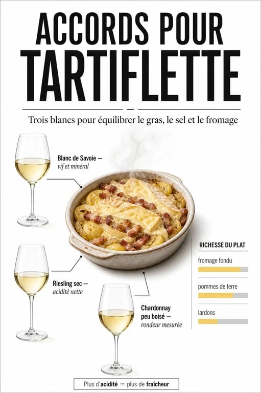 Vin blanc tartiflette : comparaison visuelle des meilleurs accords selon le style de tartiflette