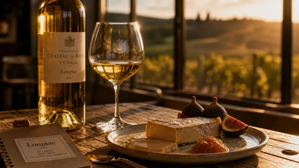 Loupiac vin blanc : un moelleux bordelais à la robe dorée, servi entre 8 et 10°C
