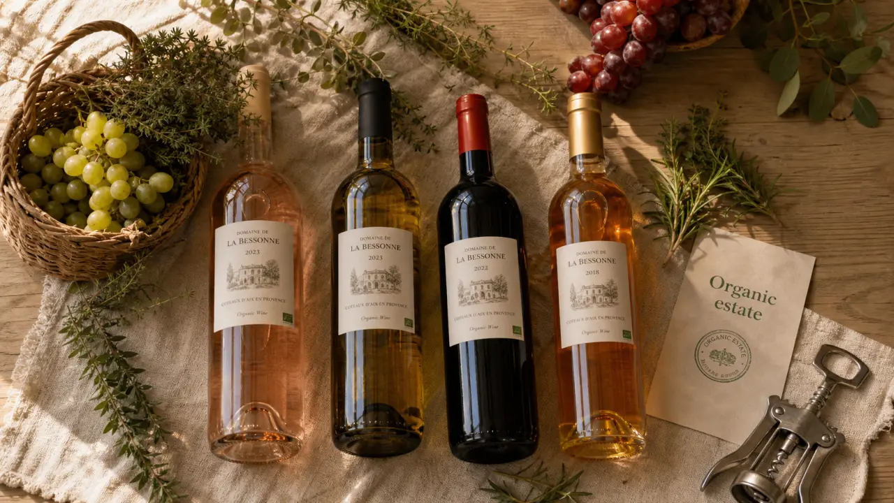 Mas Baux domaine viticole organic estate : bouteilles bio et raisin, Roussillon