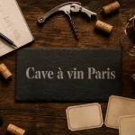 sapajou cave à vin paris : table en bois et carnet dans une cave