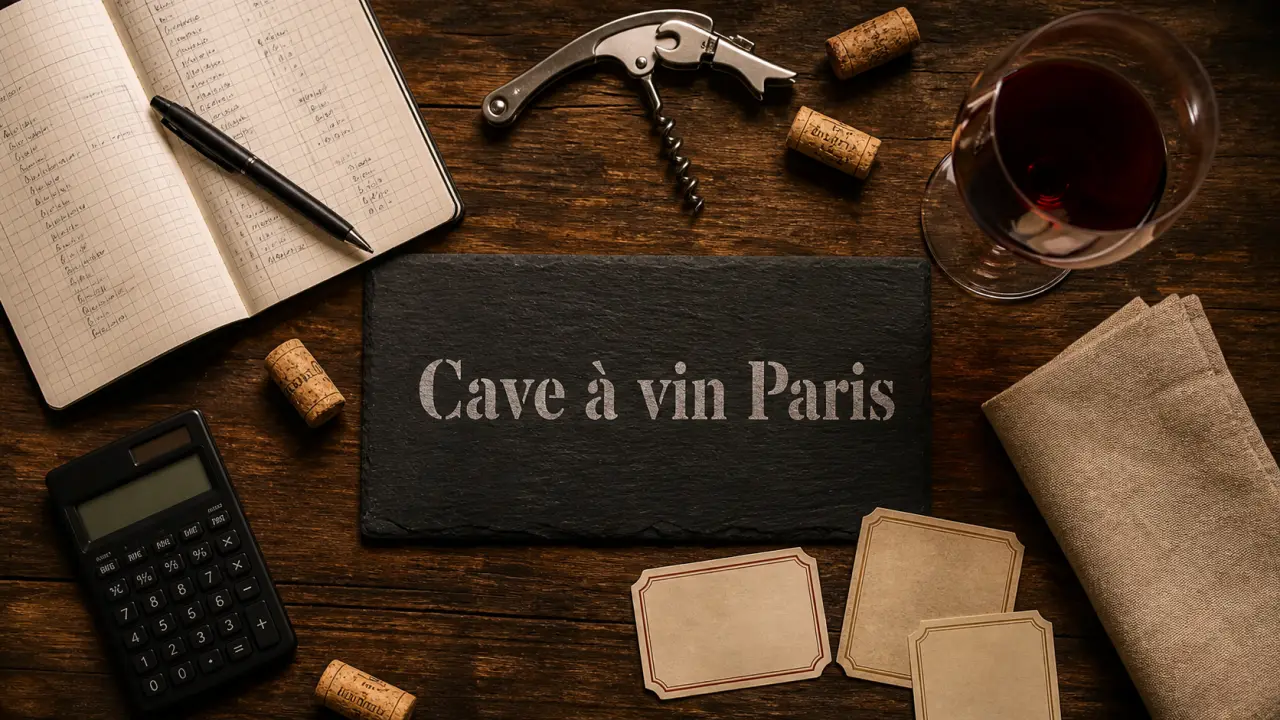 sapajou cave à vin paris : table en bois et carnet dans une cave