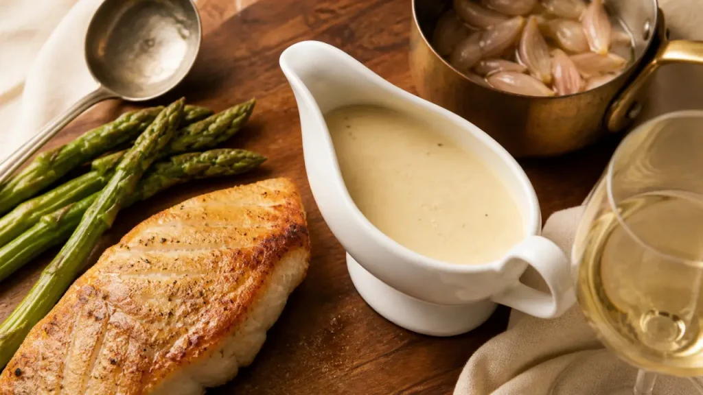 Sauces au vin blanc en 20 minutes : vin très sec, crème et variantes pour poisson, volaille ou crustacés