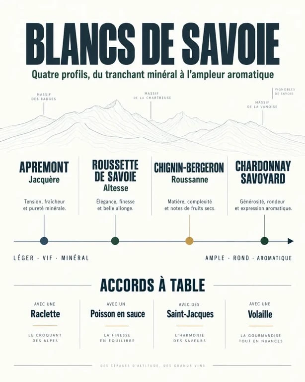 Vin blanc de Savoie : profils des cépages et accords mets-vins