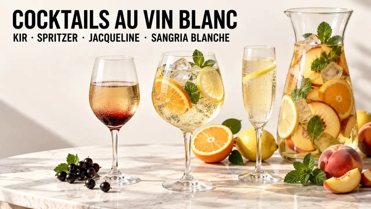 Cocktail vin blanc : Kir, spritzer, Jacqueline et sangria blanche servis frais