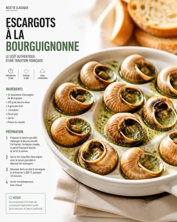 Escargots à la bourguignonne préparés par la SARL L'Escargot des Grands Crus