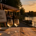 Le petit vin blanc à Nogent-sur-Marne : verres de vin blanc et guinguette