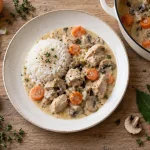 Recette blanquette de dinde au vin blanc, sauce nappante aux champignons et carottes