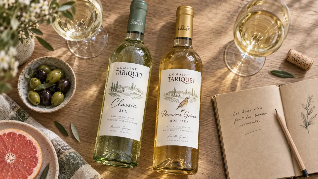 Tariquet vin blanc Classic et Premières Grives, vin blanc sec et moelleux