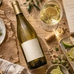 Cheverny vin blanc : bouteille glacée et verre tulipe, poissons et citron