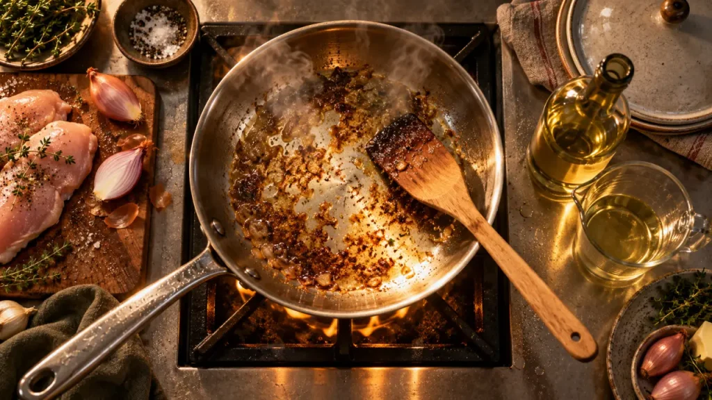 Déglacer au vin blanc : récupérez les sucs sans amertume