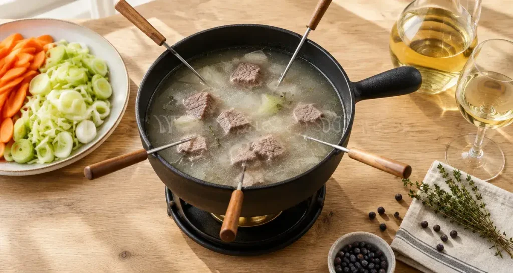 Fondue au vin blanc : le bon frémissement pour la viande et le fromage lisse