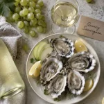 Quincy vin blanc Sauvignon du Cher frais : verre et huîtres, citron